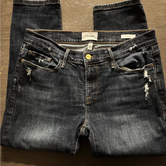Frame Denim Le Garcon Distressed Cropped Jeans - Picture 3 of 8